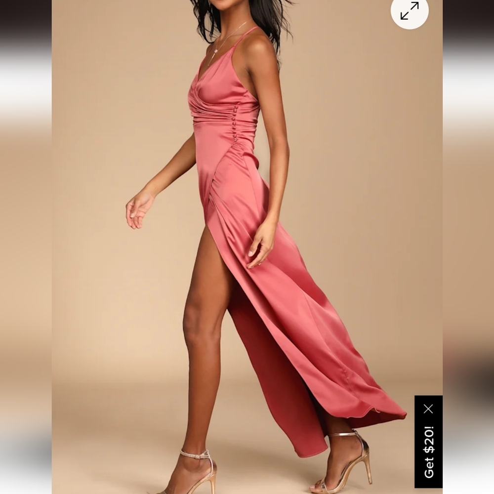 Lulus Satin Dress With Slit